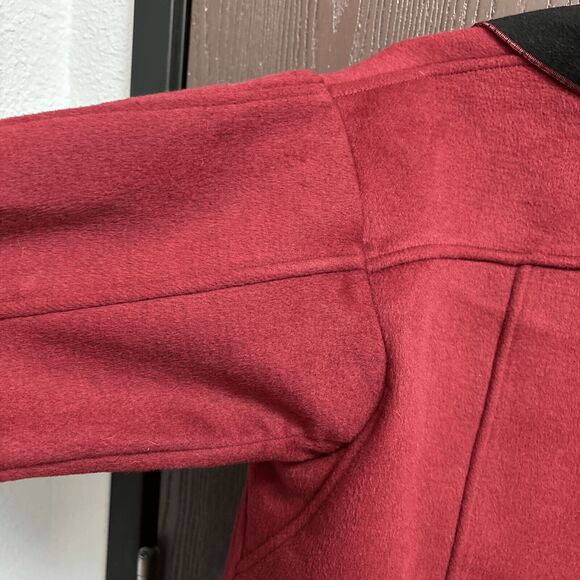 Harve Benard Benard Holtzman Wool Blend Coat Deep Red Black 14 Open Front - Picture 9 of 10
